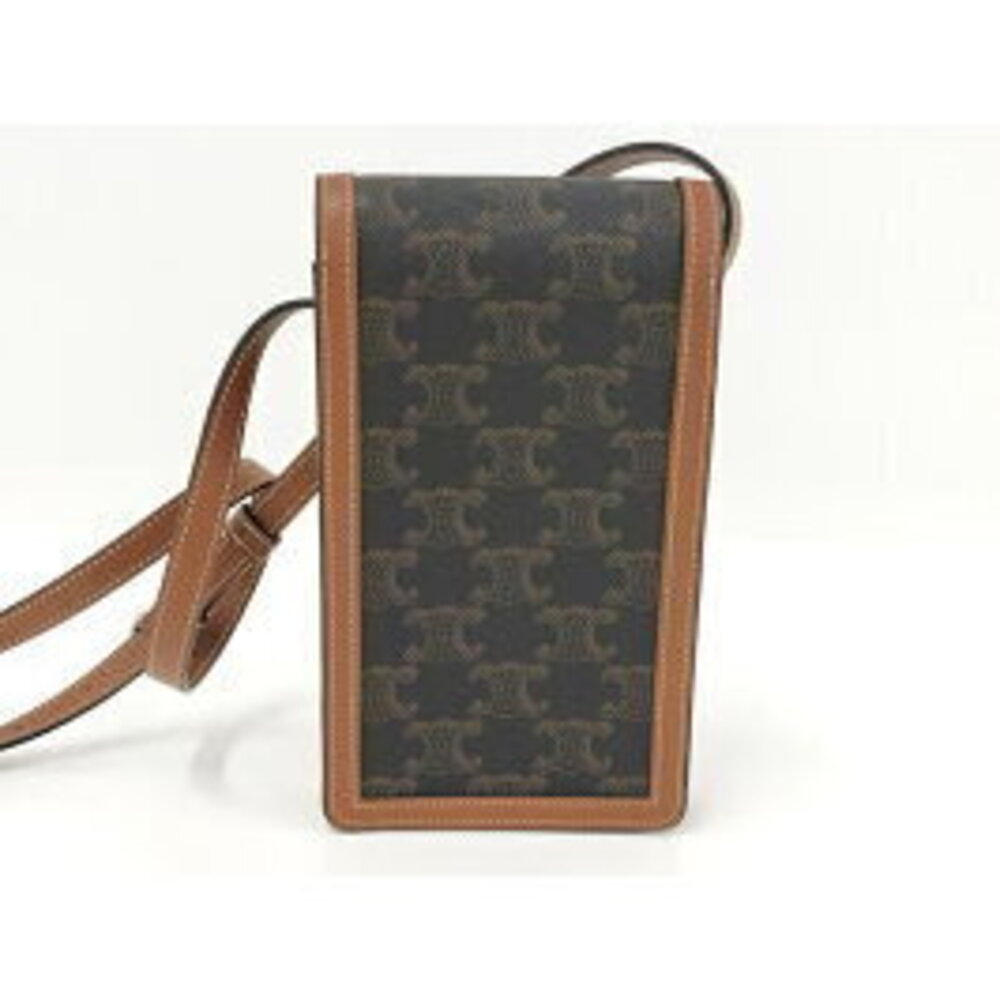 CELINE Vertical Sleeve Shoulder Bag Triomphe Leather Brown - Picture 2 of 9